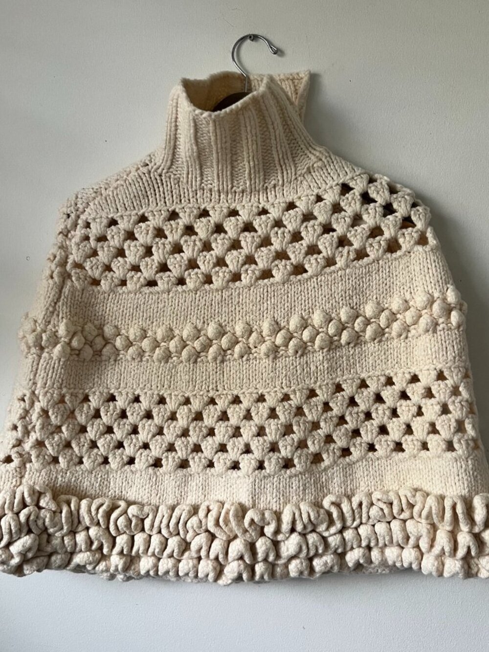 Miu Miu Cream Ivory Lamb Wool Knit Sweater Cape XS